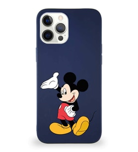 Apple iPhone 12 Pro Max Soft Premier Kapak Mickey Mouse-C Tasarımlı Silikon Kılıf - Lacivert (Şeffaf)
