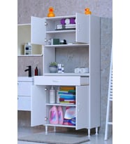 Eliusta Nordi 4 Kapak 2 Raflı Beyaz Dolap 75x173x32,5 cm Çekmeceli Çok Amaçlı Banyo/Mutfak Dolabı