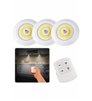 İthalat® Dolap Işığı Mutfak Rafı Işığı Uzaktan Kumandalı 3 Lü Spot Led Lamba