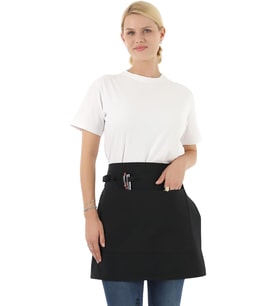 Bağlamalı Kadın ve Erkekler için Siyah Garson/Barista/Kuaförler için Yarım Önlük Apron– 2 Cep, Ayarlanabilir Bel Askısı – Mutfak & Kafe Servis Önlüğü