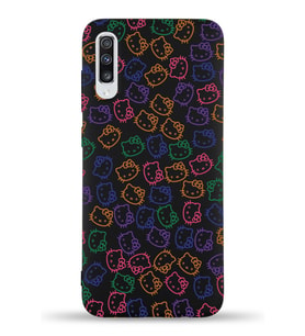 Samsung Galaxy A70 Uyumlu Lansman Kılıf Hello Kitty Tasarımlı İçi Kadife Kapak-si (Şeffaf)