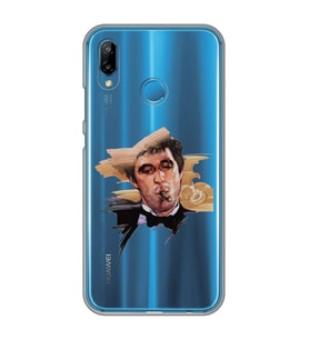 Huawei P20 Lite Uyumlu Tony Montana Scarface Desenli Şeffaf Telefon Kılıfı