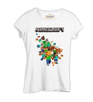 Minecraft - Steve and Alex Beyaz Kadın Tshirt