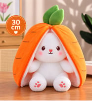 Fermuarlı Havuç Tasarımlı Sevimli Tavşan Peluş Oyuncak – 30 cm