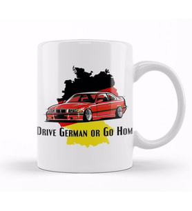 Bmw Drive german or go home Stanced out E36 Red Kupa Bardak Porselen