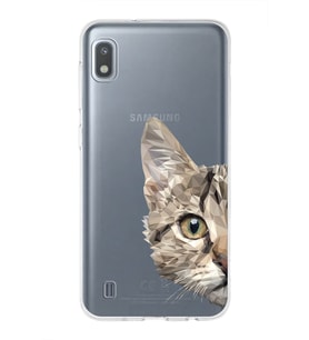 Samsung Galaxy A10 Uyumlu Kapak Catface Tasarımlı Şeffaf Silikon Kılıf