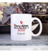 Kişiye Özel Özel Eğitim Öğretmeni Kupa Bardak HB91A (Beyaz - Beyaz)