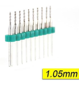 PCB Mikro Karbür CNC Matkap Ucu 10lu Set 1,05mm Tungsten 18 Shank