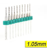 PCB Mikro Karbür CNC Matkap Ucu 10lu Set 1,05mm Tungsten 18 Shank