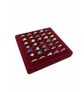 Süet Kumaş Bordo Renk 15 cm / 15 cm Yüzük Sergileme Standı