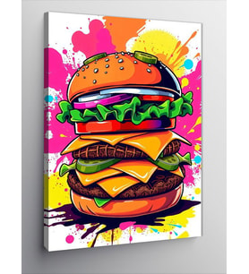 Kanvas Tablo Renkli Burger Sanatı