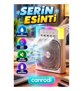 Su Püskürtmeli RGB Işıklı Mini Masaüstü Fan – USB Bağlantılı Sessiz Serinletici