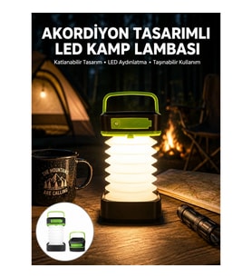 Mey İthalat® Katlanabilir Kamp Lambası Akordiyon Lamba Şarjlı 3 Kademeli Solar Yeni Nesil