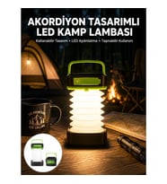 Mey İthalat® Katlanabilir Kamp Lambası Akordiyon Lamba Şarjlı 3 Kademeli Solar Yeni Nesil