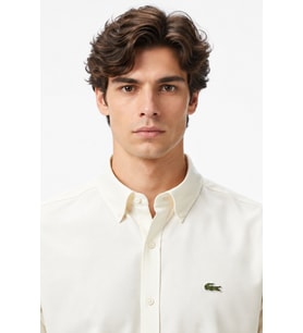 Lacoste Mens Regular Fit Cream Shirt Standart Kesim Erkek Gömlek Krem