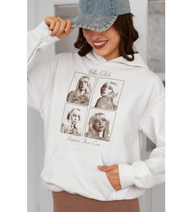Tasarım Billie Eilish Happier Than Ever Baskılı Unisex Oversize Şarkıcı Hoodie