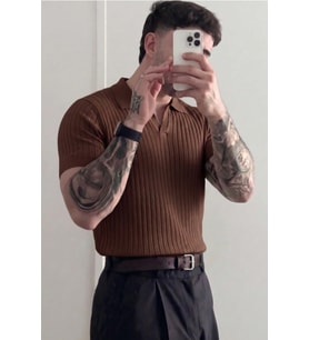 Premium Fitilli Triko Polo Yaka Erkek Old Money T-Shirt