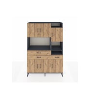 Hyperion Gardrop 10 Raflı 3 Çekmeceli 6 Kapaklı 132x44x195 Antrasit-Çam