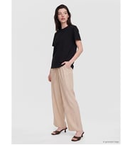 LCW Comfort Bej Beli Lastikli Geniş Paça Kadın Pantolon