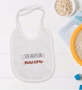 BK Kids Sen Araysun Macera Tasarımlı Beyaz Bebek Mama Önlüğü-1