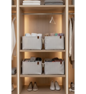 4`lü Gri Çizgili Çok Amaçlı Dolap Içi Oyuncak Saklama Kutusu Sepeti Organizer 18x22x30