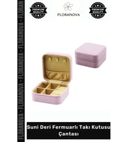 Şık Mini Fermuarlı Takı Kutusu, Suni Deri, Bölmeli, Seyahat İçin Ideal