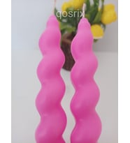qosrix 2'li Açık Pembe Renk Italyan Burgulu Şamdan Soya Mumu Doğal Kokulu Uzun Çubuk Konik Burgu Spiral Mum