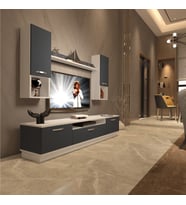 Decoraktiv Trendstyle 5DA Mdf Tv Ünitesi Tv Sehpası - Beyaz Antrasit (Beyaz - Antrasit)