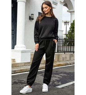 Unisex Pamuklu Eşofman Takımı (Siyah)