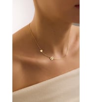 Kişiye Özel 925 Ayar Gümüş Minimal Kalp Detaylı Evcil Hayvan Pati İsim Kolye (Gold)