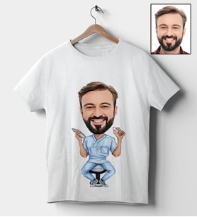 Kişiye Özel Diş Hekimi Tasarımlı Karikatür Tişört