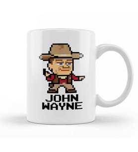 John Wayne Pixel Character Kupa Bardak Porselen