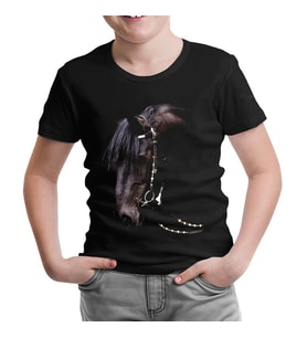 At 2 Siyah Çocuk Tshirt