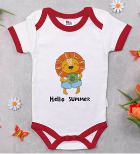 BK Kids Hello Summer Tasarımlı Kırmızı Bebek Body Zıbın-1