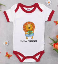 BK Kids Hello Summer Tasarımlı Kırmızı Bebek Body Zıbın-1