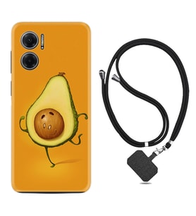 Xiaomi Redmi Note 11E Kılıf Resimli Boyun Askılı İpli Desenli Silikon Series Dance Avokado 1878