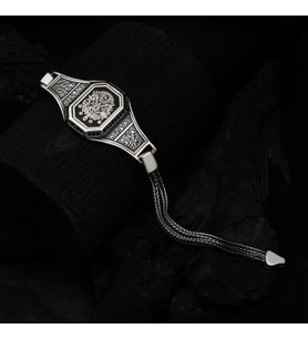 Osmanlı Devleti Armalı 925 Ayar Gümüş Erkek Bileklik