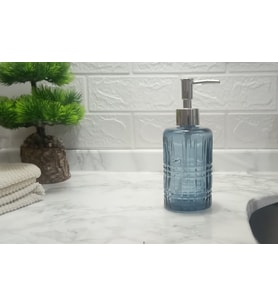 CAM SIVI SABUNLUK,YILDIZ DESENLİ MAVİ 300ML 6,8X17,6CM