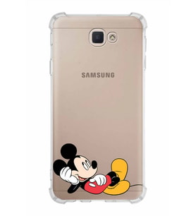 Samsung Galaxy J7 Prime  Köşe Korumalı Antişok Kapak Mickey Mouse Tasarımlı Şeffaf  Kılıf