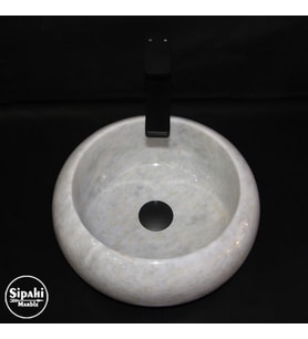 Sipahi Marble Gri Mermer Mini Bombeli Lavabo