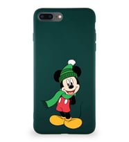 Apple iPhone 7 Plus Soft Premier Kapak Mickey Mouse-G Tasarımlı Silikon Kılıf - Yeşil (Şeffaf)