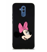 Huawei Mate 20 Lite Soft Premier Kapak Minnie Mouse-A Tasarımlı Silikon Kılıf - Siyah (Şeffaf)