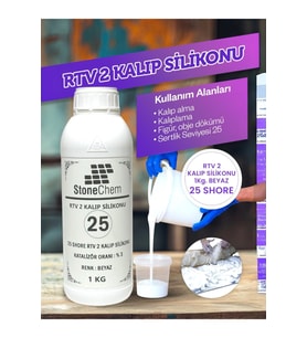 Yüksek Kalite 1. Sınıf RTV 2 Kalıp Silikonu 1 KG BEYAZ 25 SHORE