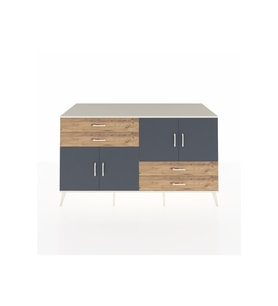 Kronos Konsol 3 Raflı 4 Çekmeceli 4 Kapaklı 176x59x99 Aytaşı-Antrasit/Çam