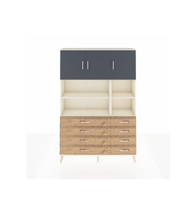 Arges Dolap 8 Raflı 8 Çekmeceli 3 Kapaklı 132x30x195 Aytaşı-Antrasit/Çam