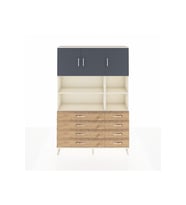 Arges Dolap 8 Raflı 8 Çekmeceli 3 Kapaklı 132x30x195 Aytaşı-Antrasit/Çam