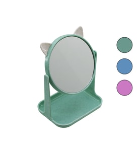 6 İnç - 15CM Yuvarlak Kulaklı Makyaj Aynası Renkli Plastik Takılık SEPETLİ=12X15.5CM