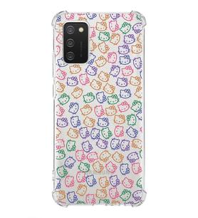 Samsung Galaxy A02s Uyumlu Köşe Korumalı Antişok Kapak Hello Kitty Tasarımlı Şeffaf  Kılıf