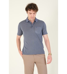 Giyim Dünyası Erkek Polo Yaka Cepli T-Shirt İndigo