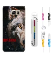 Samsung S7 Edge S20 Fe Plus Ultra S21 S22 Kılıf Kablo Koruma Spiral Silikon Wolf Eyes 1758